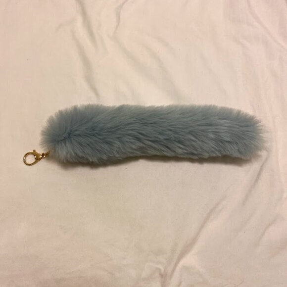 Light Blue Faux Fox Tail Bag Charm - Picture 1 of 7